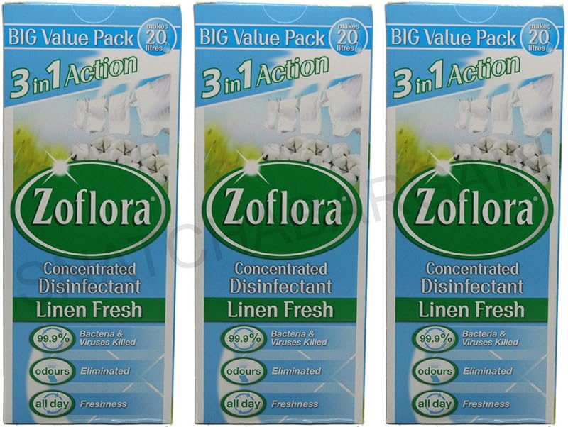 Zoflora Linen Fresh 500ml Odour Remover & Disinfectant 3 Pack