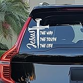 Jesus The Way The Truth The Life Christian Car Decal Sticker - Cross Sticker Jesus Decal, Christian Gift, Vinyl Car Decal for Car Truck Window Laptop Water Bottle (Large | 5.8")