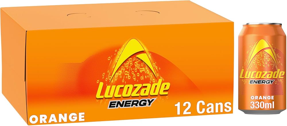Lucozade Energy Drink Orange 12x330ml - Sparkling Glucose Orange Drink