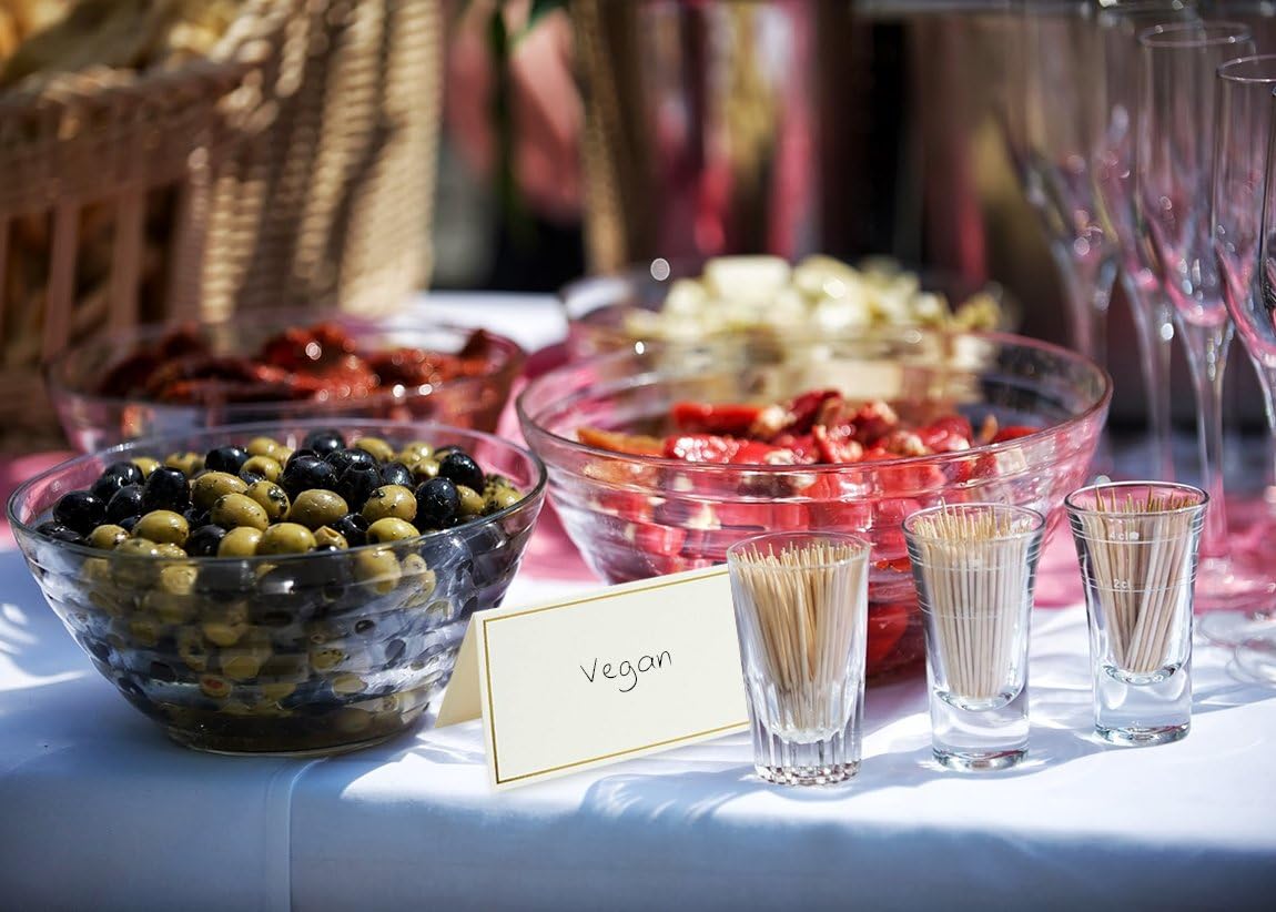 Pack of 100 Place Cards - Small Tent Cards with Gold Foil Border - Perfect for Weddings, Banquets, Events, 2 x 3.5 Inches: Home & Kitchen