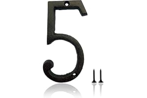 HOMUS 5.5 Inch House Numbers, Cast Iron House Numbers for Outside, Address Numbers for Houses, Farmhouse, Garage, Shop, Offices, Hotel, NUMBER 5