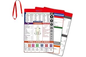 G GENLEAS EMT Pocket Guide 3 Card Set with Lanyard for EMT Paramedic and First Responders Two Sided Waterproof PVC Reference Charts Compact Size 3.14x4.72 Inch