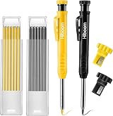 Hiboom 2 Pack Carpenter Pencil with 14 Refills Long Nosed Sharpener Black Yellow view 1