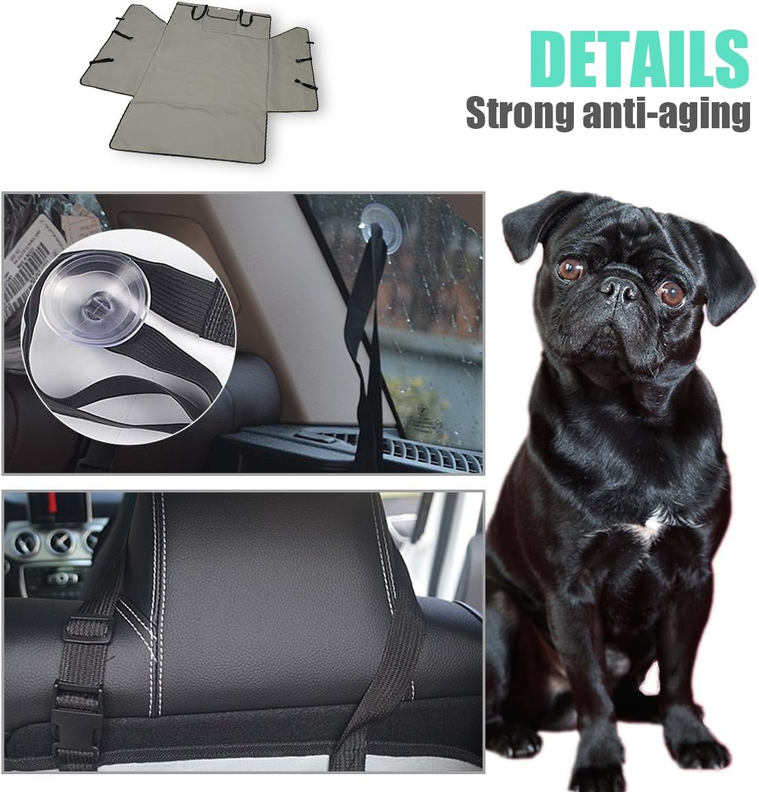 PETCUTE Car boot covers for dogs car boot liners Car seat protector for dogs, Gray - Image 4
