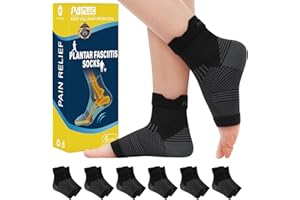 PAPLUS 6 Pairs Plantar Fasciitis Socks Women & Men - Foot Sleeve for Achilles Tendonitis Relief - Reduces Heel Spur Pain, Swelling - Ankle Brace with Arch Support for Sports Injury Recovery