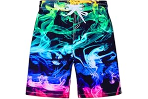 uideazone Boys Teens Swim Trunks Quick Dry Waterproof Surfing Board Shorts Drawstring Elastic Waist with Mesh Lining 5-14T