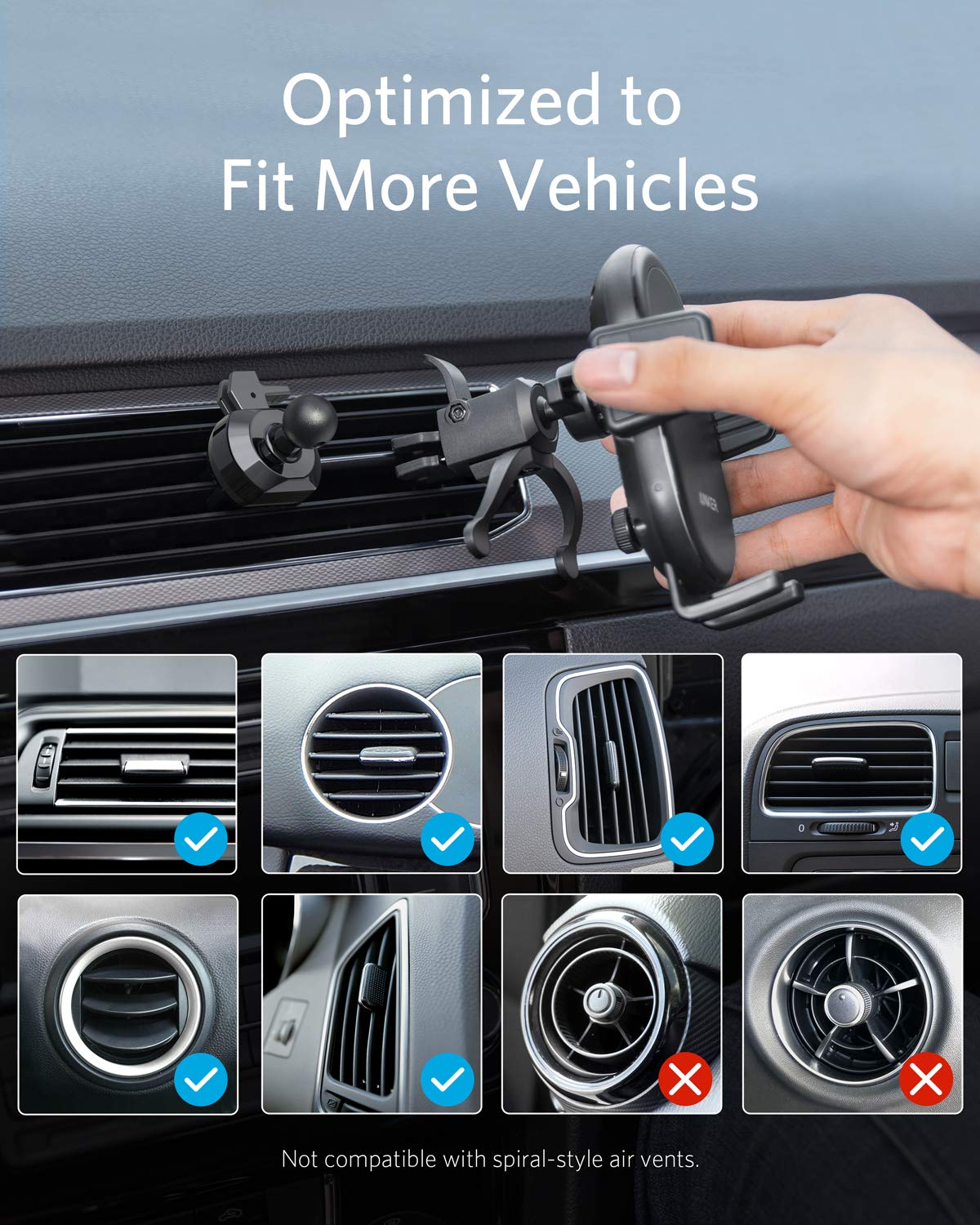 Anker PowerWave Fast Wireless Car Charger with Air Vent Phone...