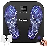 KINGJOY Foot Massager for Neuropathy, Rechargeable EMS TENS Foot Stimulator with 10 Modes 20 Intensities for Circulation Plantar Fasciitis & Swelling Pain Relief, Gifts for Women Men-Black