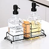 Shinowa Kitchen Soap Dispenser Set, Hand and Dish Soap Dispenser with Tray, 2-Pack Thick Glass Dish Dispenser for Kitchen & Bathroom, Soap and Lotion Dispenser Set Kit with Pump