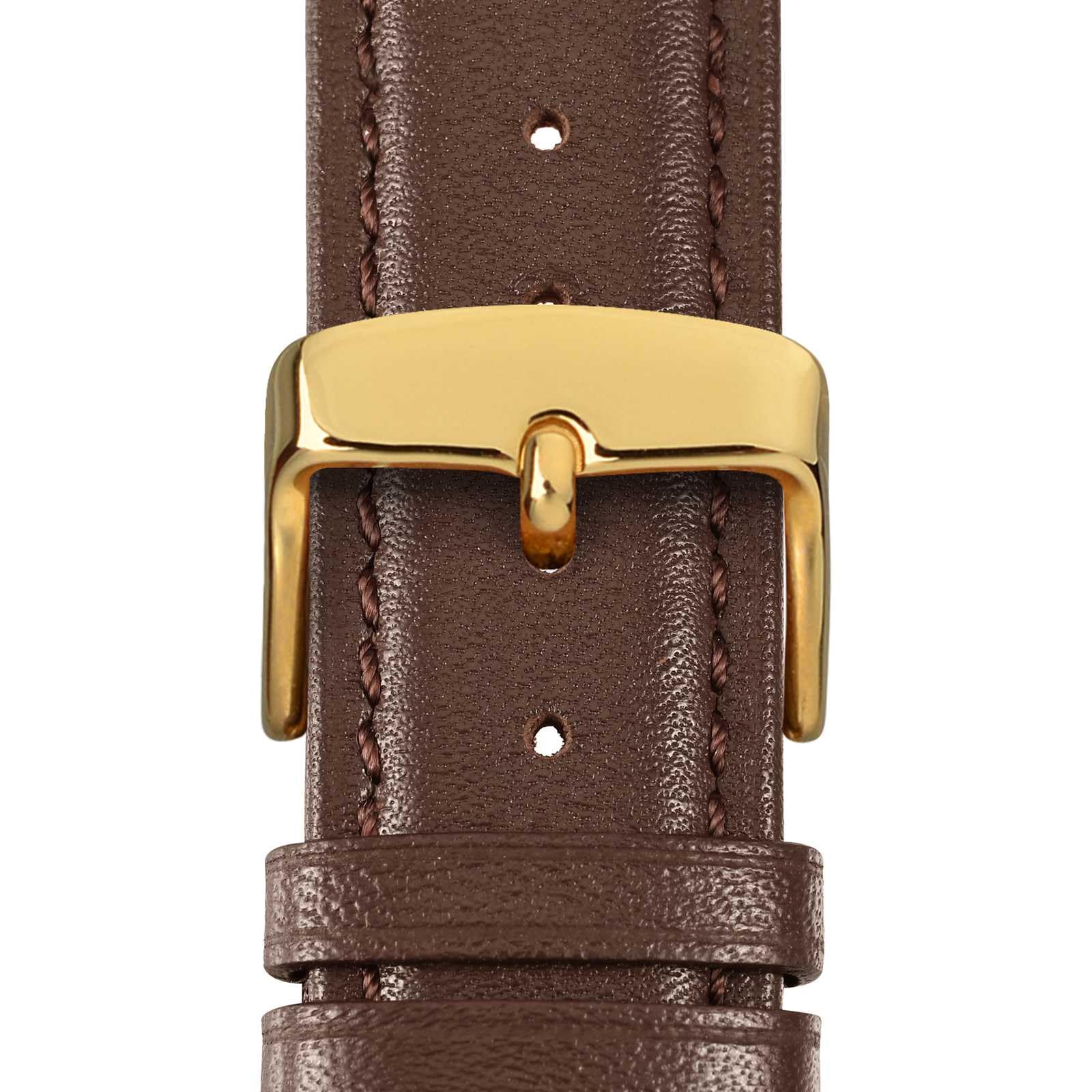WOCCI 18mm Vintage Leather Watch Band for Men and Women, Gold Buckle (Dark Brown)