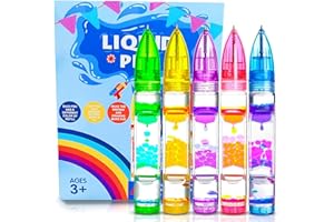 UIIOPJIOM 5PCS Liquid Pens Christmas Stocking Stuffers for Kids, Liquid Motion Bubble Fun Cool Pens Autism ADHD Anxiety Stress Relief Item Quiet Fidget Sensory Autistic Desk Toys Classroom Gift for Boys Girls