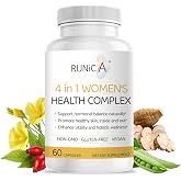 RUNICA 4-in-1 Women&rsquo;s Hormonal Balance Complex Supplement | Rosehip, Pueraria &amp; Evening Primrose with Soy Isoflavones | Menstrual Cycle, Menopause, Energy Level &amp; Healthy Skin Support