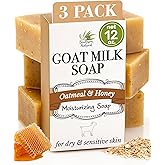 Southern Natural Oatmeal Soap Bar (3 Pack) Unscented Goat Milk Soap Bars With Colloidal Oatmeal & Honey. For Dry, Sensitive Skin. Fragrance Free Cleanser