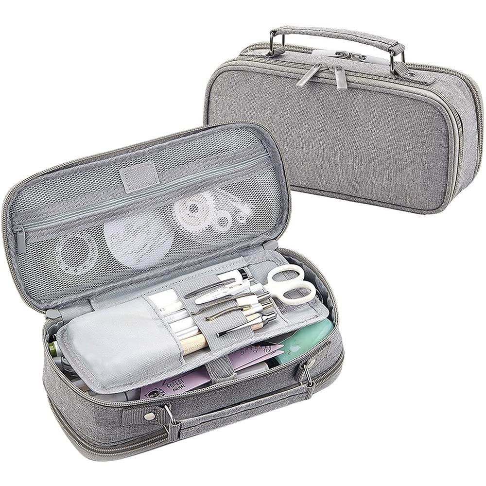 EULANT Large Pencil Case Big Capacity Teenagers Students, Portable Pencil Bags/Makeup Bag/Cosmetic Bags for Office School Travelling,Grey