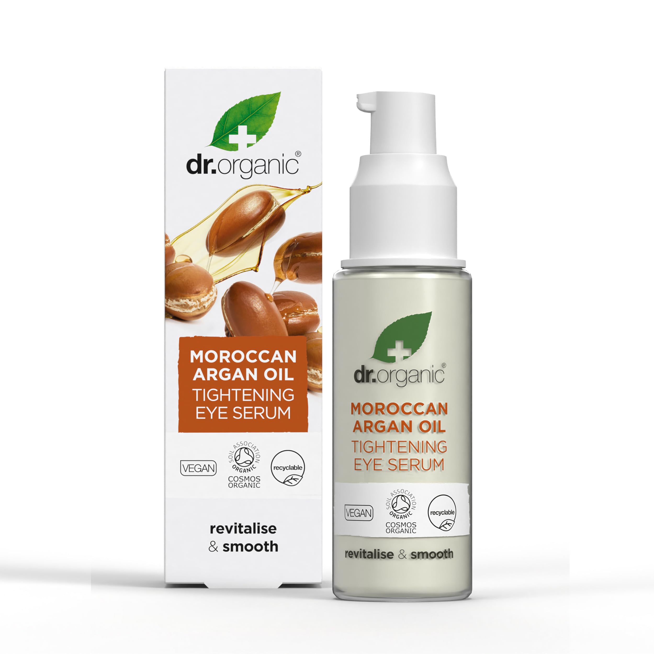 Dr Organic Moroccan Argan Oil Eye Serum, Revitalising, Fine Lines, Mens, Womens, Natural, Vegan, Cruelty-Free, Paraben & SLS-Free, Certified Organic, 30ml