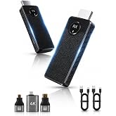 Autodecor 1Up Wireless HDMI Transmitter &amp; Receiver Kit, Plug and Play 1080P | 4K Decoding, 1080P@60Hz Output, Low Latency Dual Band, 98 ft, No WiFi Needed for Laptop to TV &amp; Projector
