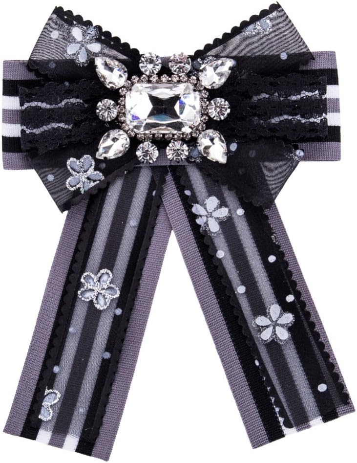 JHAYBB Women's Fashion Corsage Bridal Banquet Evening Dress Collar Shirt Joker College Style Bow Tie Clothing Accessories Personality Brooch,Black-OneSize