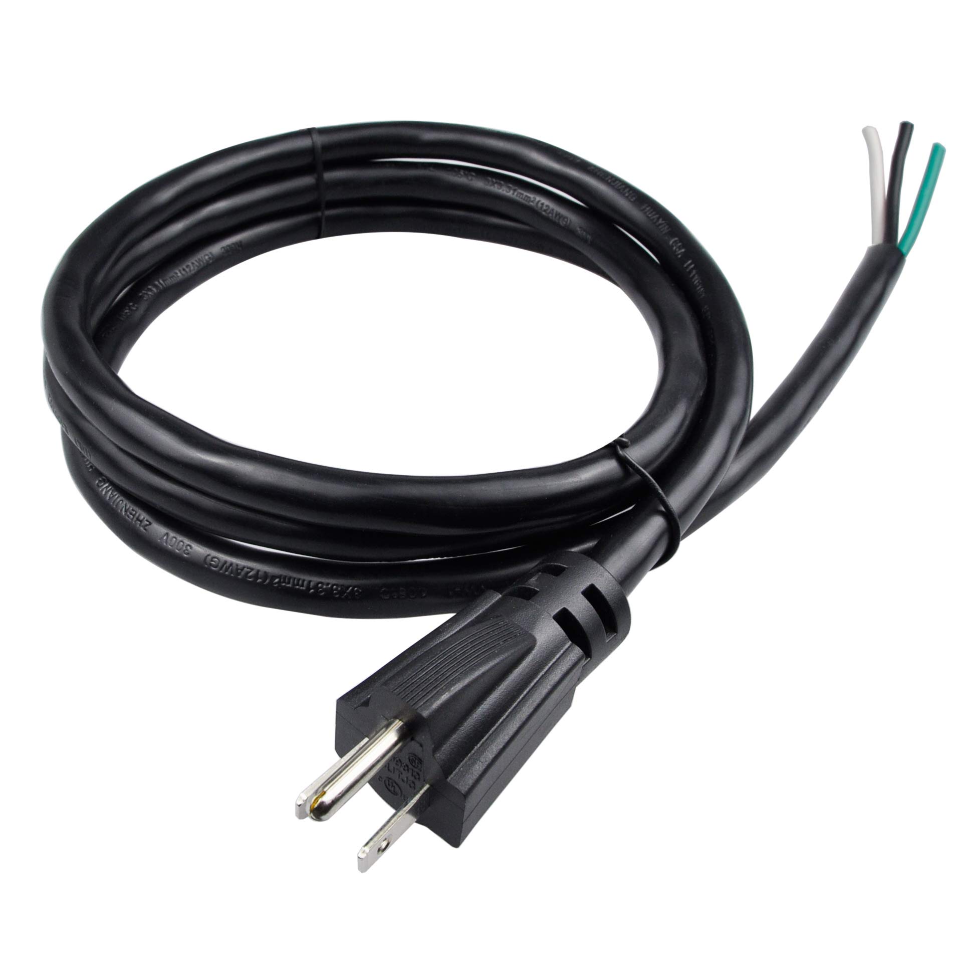 Photo 1 of Pinfox 6ft 12 Gauge 3 Prong Heavy Duty Replacement Power Supply Cord Cable 110V 115V 120V Pigtail, Male-to-Male for Appliance, NEMA 5-15 Plug US SJT 12AWG (12/3), Black
