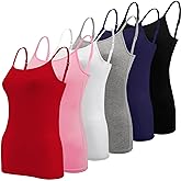 BQTQ 6 Pcs Women's Camisole Tops Undershirts Adjustable Spaghetti Strap Tank Top