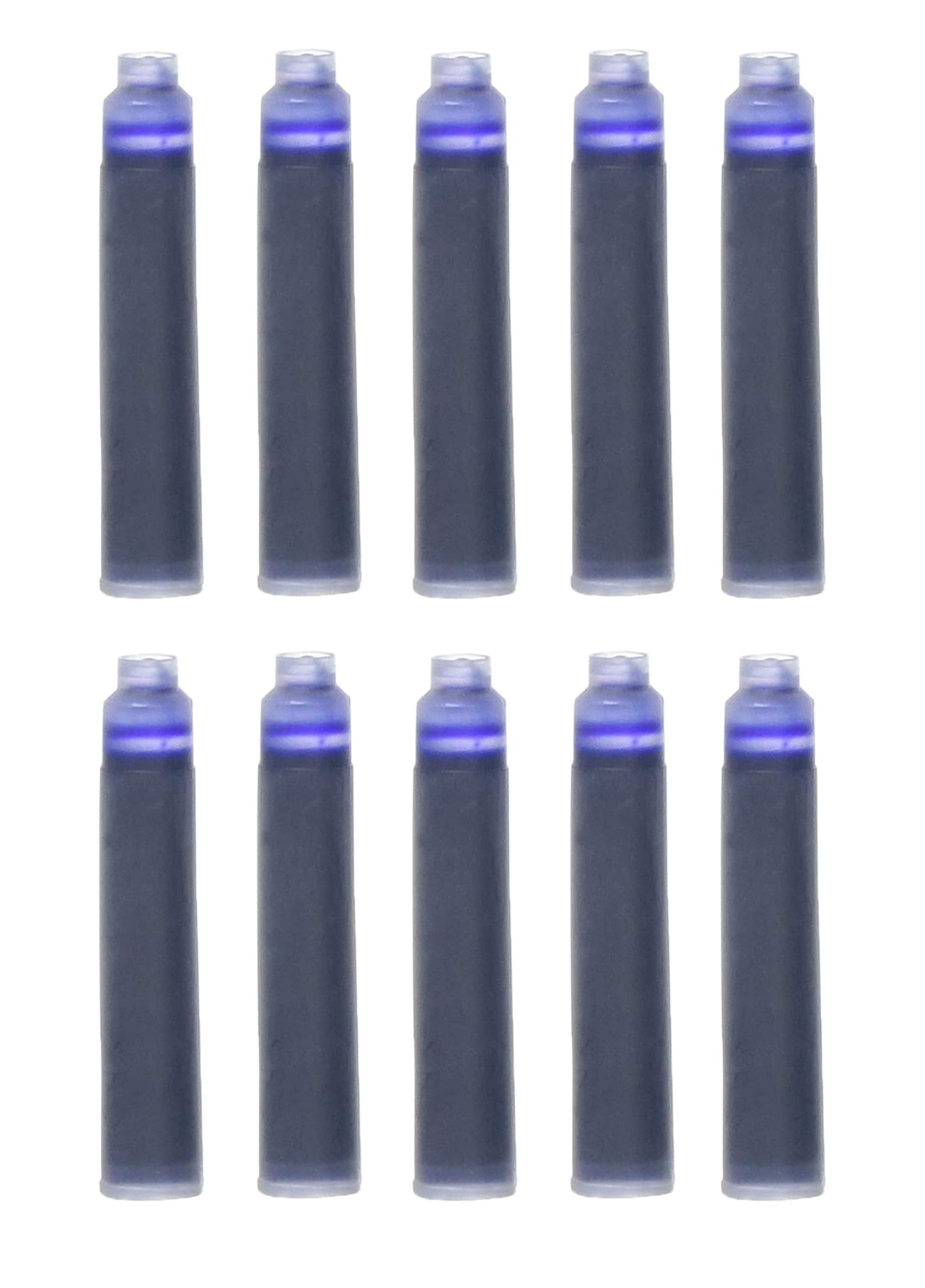 Xezo Blue Ink Cartridges for Fountain Pens, Standard International/European Size. Pack of 10.