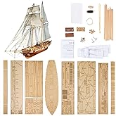 GAWEGM Ship Model Building Kit - Scale 1/96 Harvey 1847 Wood Sailboat | Classics Antique Ship Model, DIY Hobby Boat