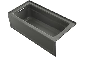 KOHLER Archer ExoCrylic 66 In. x 32 In. Three-Side Integral Flange Bath with Apron and Left-Hand Drain, Thunder Grey
