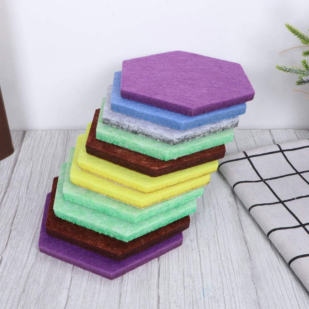 IMIKEYA 12pcs Colorful Wall Stickers Hexagon Felt Wall Sticker Self-Adhesive for Classroom Decorative Hexagon Shape for Message Board Random Color - Image 4