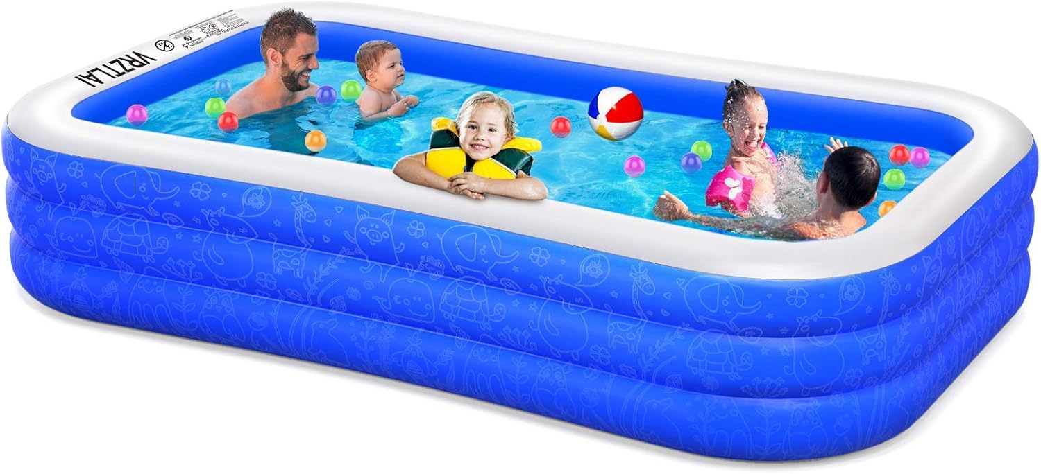 Inflatable Swimming Pool, 120" X 72" X 22" Family Inflatable Lounge Pool for Kiddie, Kids, Adults, Infant, Toddlers, Easy Set Swimming Pool for Garden, Backyard, Outdoor Summer Water Party: Home & Kitchen