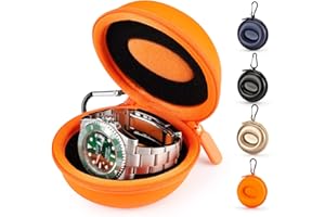 HELMDY Watch Travel Case for Women: Portable Single Watch Box Organizer Travel Watch Case 1 Slot - Fits all Wristwatches & Smart Watches up to 50mm（Orange）