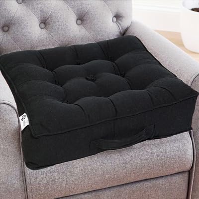 Casabella Booster Cushion Large 50x50cm 10cm Thick Armchair Floor Seat Black