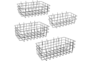 Dobures Pegboard Baskets 4 Pack, Bins Set, Accessories, Garage Storage Wall Organizer Attachments, Square Style Black
