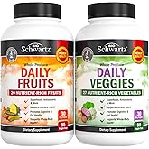 Daily Fruits and Vegetables Supplement for Adults - Super Fruit and Veggies Capsules for Enhanced Energy Gut Health Immune Support & Overall Wellness with 47 Whole Food Fruits and Veggies - 1 Month