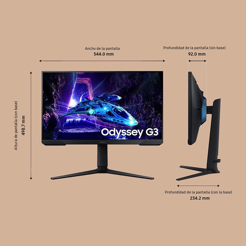 Samsung ls24dg300euxen - monitor de jogos full hd odyssey g3 de 24 "(1920 x 1080, 16: 9, 180 hz, 1 ms, painel ips, amd freesync, modo eye saver, flicker free), preto, versão 2024