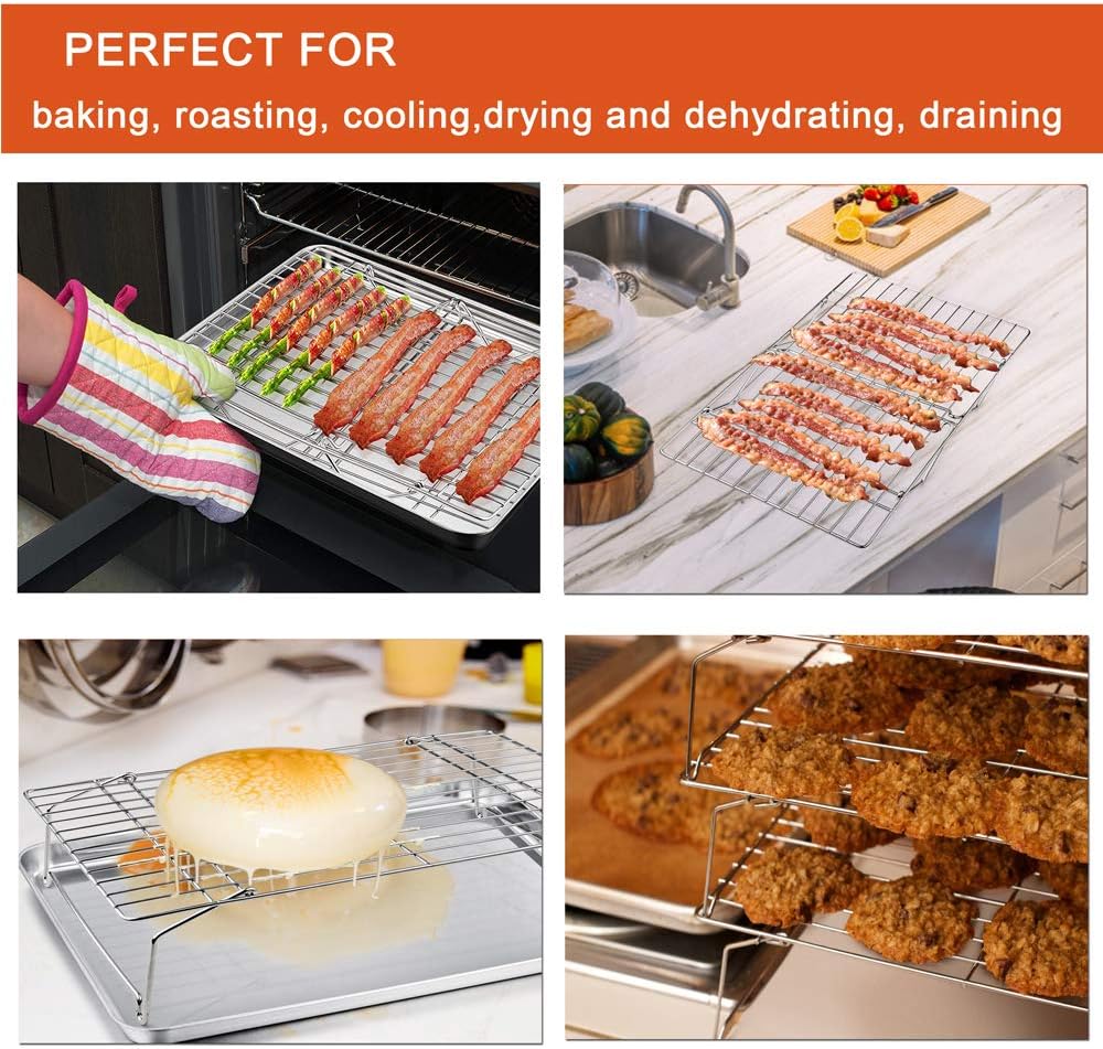 Cooling Rack, P&P CHEF 5-Tier Stainless Steel Stackable Baking Cooking Racks for Cooling Roasting Grilling, Collapsible & Heavy Duty, Oven & Dishwasher Safe - 15’’x10’’: Kitchen & Dining