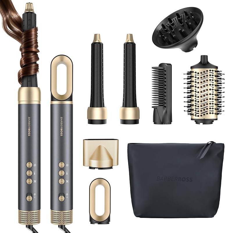 All-in-One Hot Air Styler, Asciugacapelli Professionale Rapido, Anti-Crespo, Styler ad Aria Calda con Tecnologia a Ioni Negativi, Strumento per Styling dei Capelli Alta Velocità, QR-8820