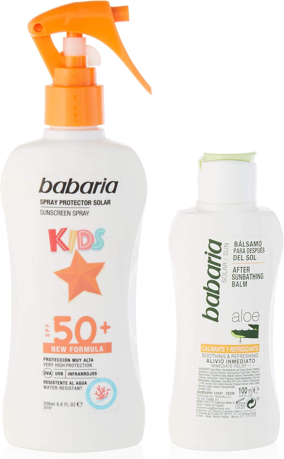 BABARIA Unisex’s Kids Leche Corporal SPF50+ 200ML + Aloe After Sun Balm