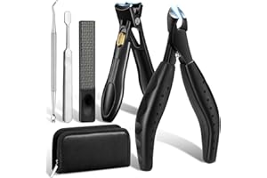 EAXUN Toenail Clippers for Thick & Ingrown Nails, Professional Nail Clipper Set with Pedicure Tool, Super Sharp Fingernail Cutter with Catcher, Podiatrist Toe Nail Clippers Kit for Seniors, Men & Women
