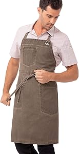 Chef Works Unisex Dorset Bib Apron, Earth Brown, One Size