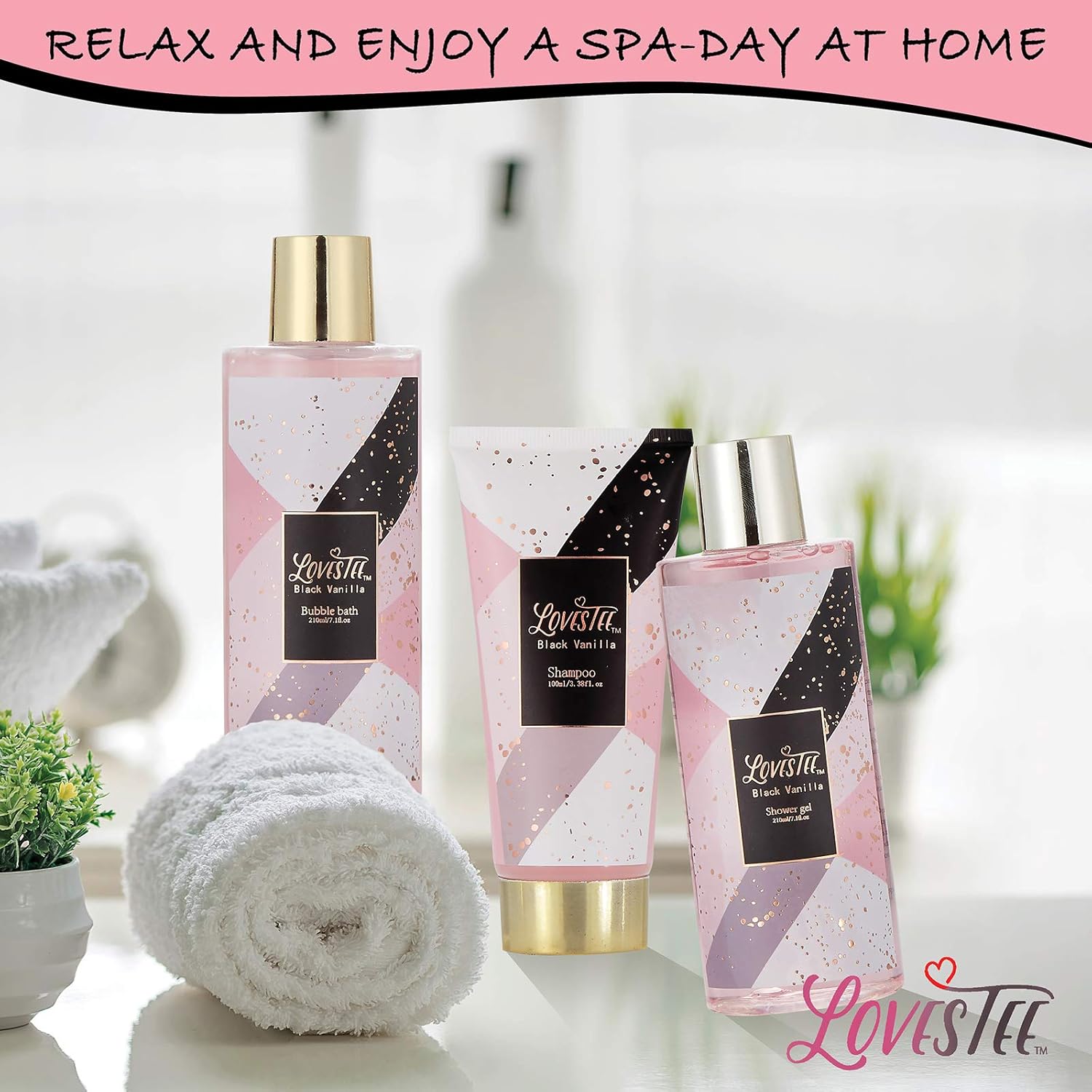 Bath & Body Spa Gift Basket for Women, Best Gift Idea for Christmas, Mother’s Day & Birthday, Black Vanilla Set Includes Bubble Bath, Shower Gel, Shampoo, Body Scrub, Message Oil, Bath Salt, Bath Bomb : Beauty
