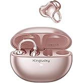 Kinglucky Upgraded Clip-On Earbuds, Open Ear Wireless Earbuds Bluetooth 6.0 | Comfortable Secure Fit for Women, Small Ears &amp; Glasses, 40H Playtime, Crystal-Clear Sound, IP56, Rose Gold