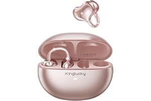 Kinglucky Upgraded Clip-On Earbuds Comfortable fit & Crystal-Clear Sound, 50H Playtime Open Ear Buds Bluetooth 6.0 Wireless Headphones for Women Ideal for Small Ears,Sports,Workouts,Glasses Rose Gold