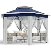 Pop Up Canopy Tent 13x13 Ft Instant Gazebo with Mosquito Netting Enclosure, Adjustable Outdoor Gazebo for Patio, Garden & Bac