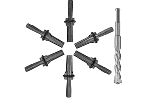 FLKQC 6pcs Rock Splitting Wedges and 1pcs Rotary Hammer Drill Bit, 5/8" Plug Wedges and Feather Shims, Stone Splitter Tools f