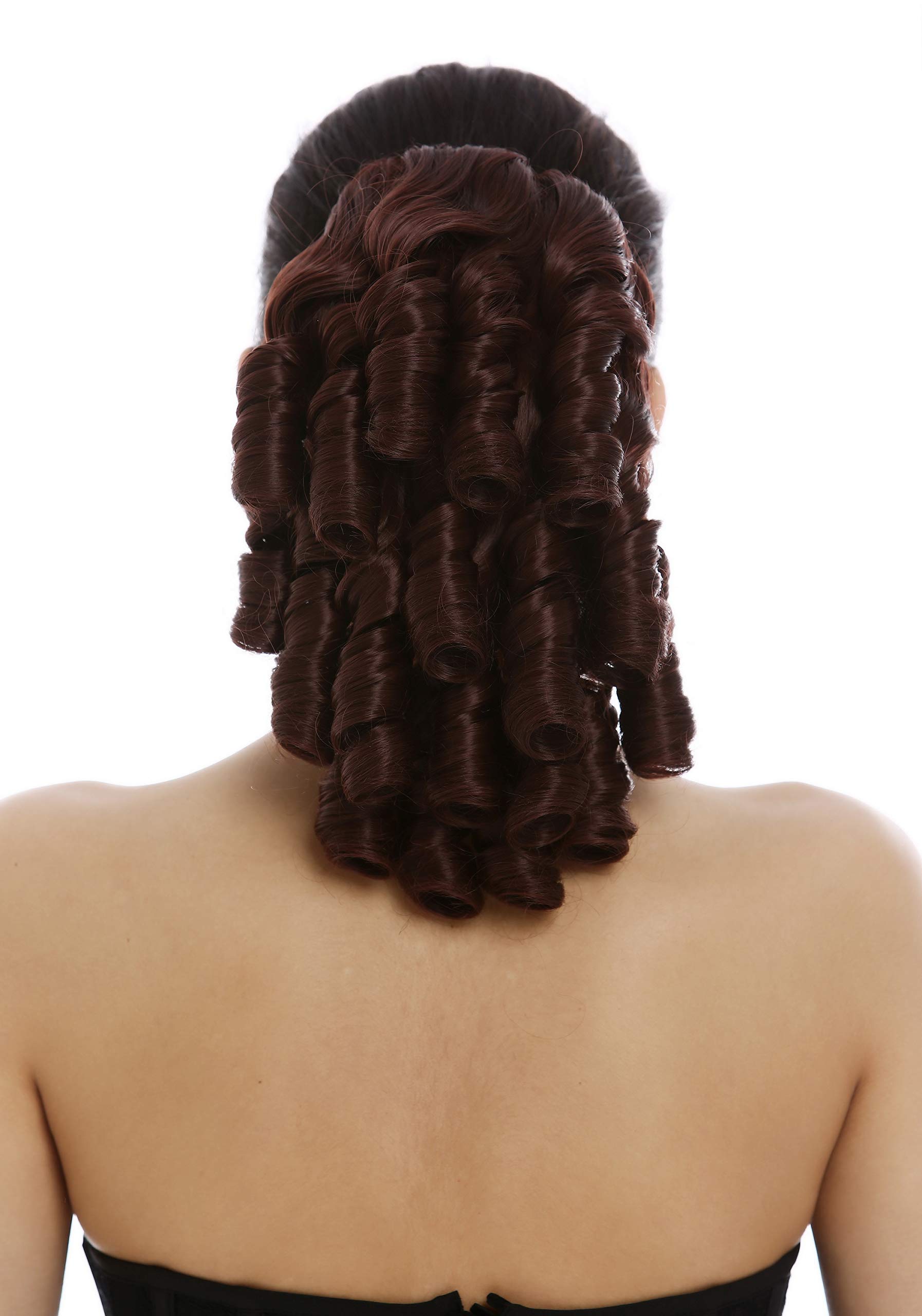 WIG ME UP - 2213-HT-33 Ponytail Hairpiece extension long black ringlets spiraling curls baroque colonial victorian mahogany dark auburn