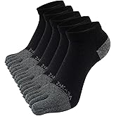 ZAKASA Toe Socks for Men Ankle: No Show Low Cut Toe Socks Individual Five Finger Cotton for Athletic Running 5 Pairs