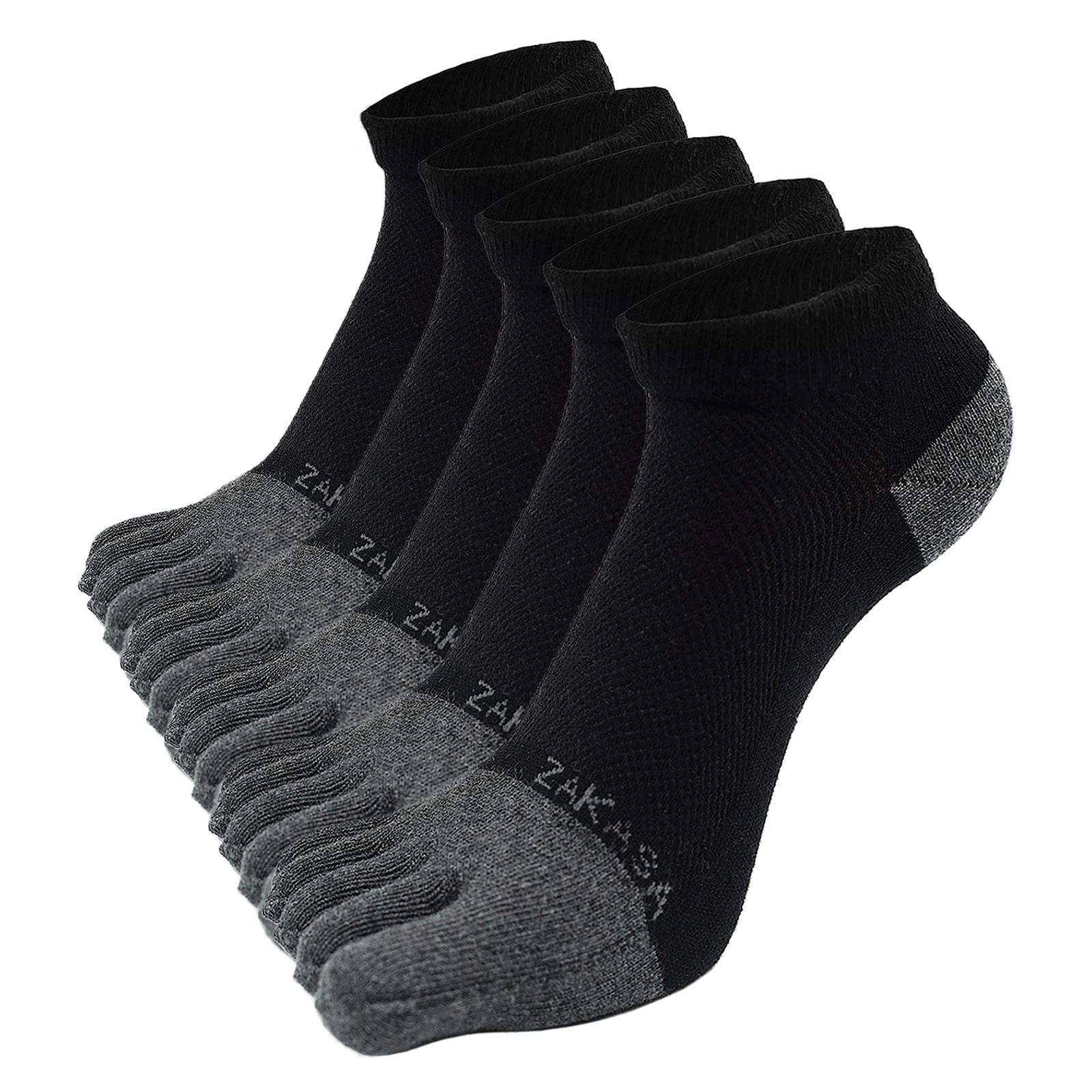Photo 1 of ZAKASA Toe Socks for Men Ankle: No Show Low Cut Toe Socks Individual Five Finger Cotton for Athletic Running 5 Pairs Size 8-15 Black