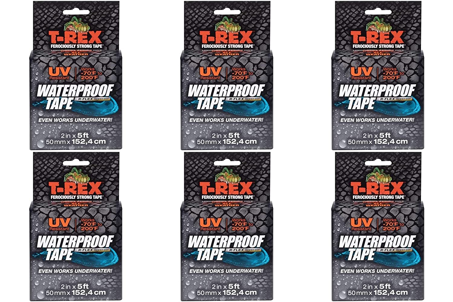 T-REX Tape Waterproof Tape 48mm x 1.52cm, Pack of 6