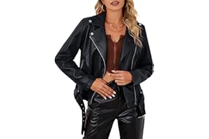 Bellivera Women's Faux Leather Casual Jacket 2025 Spring Trendy Motorcycle Outfits Lightweight Classic Coat
