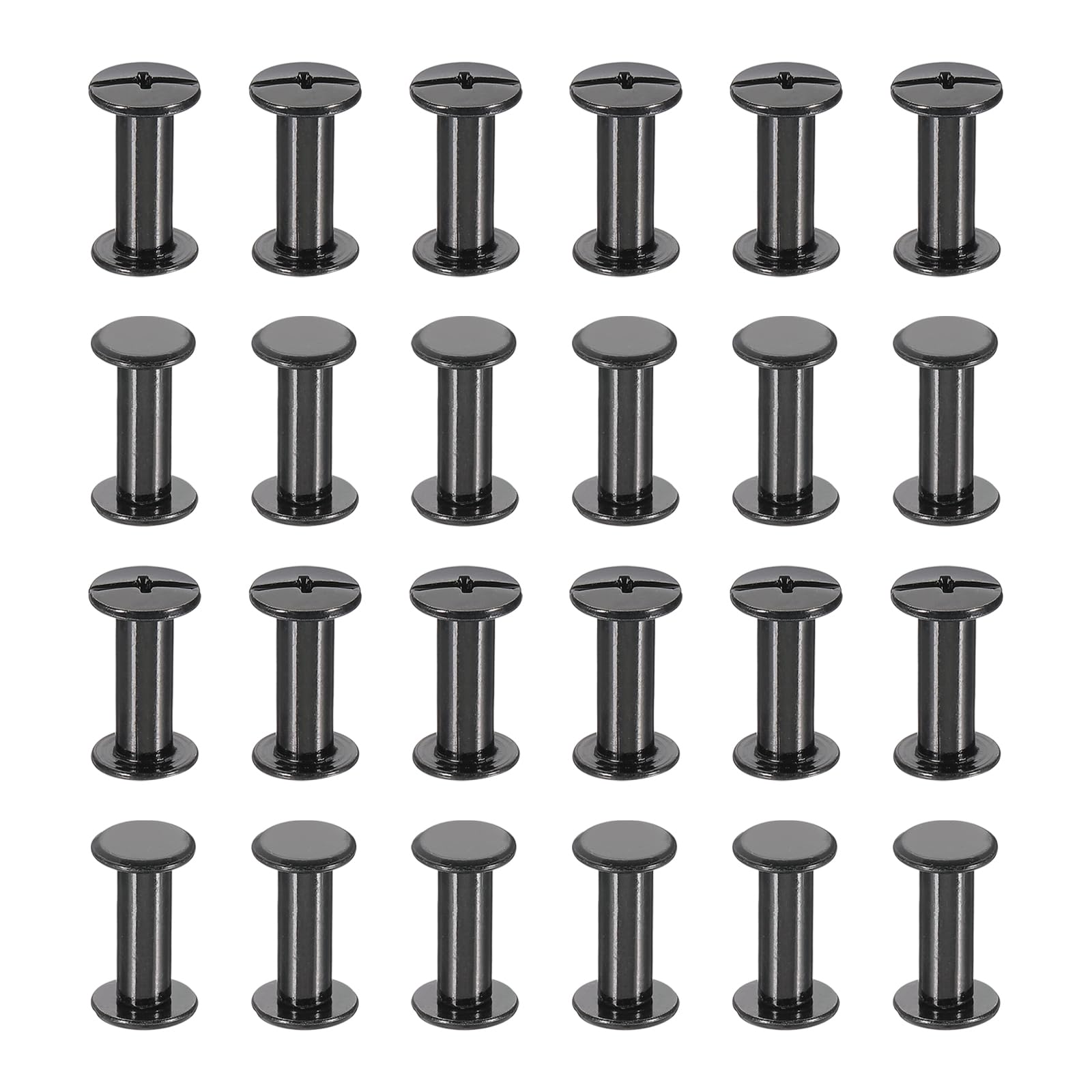 PATIKIL 24 Sets Chicago Screws, 15mm l Chicago Screws Phillips Binding Post Screw Bolts Leather Rivets Fasteners Connectors for Leather Belt Scrapbook Photo Albums, Black