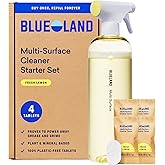 BLUELAND Multi-surface Spray Cleaner, Starter Set, Fresh Lemon | 100% Plastic-Free Tablet, EPA Safer Choice Certified, Free from Ammonia, PFAS &amp; Microplastics, Safe on Glass, Stone, Wood